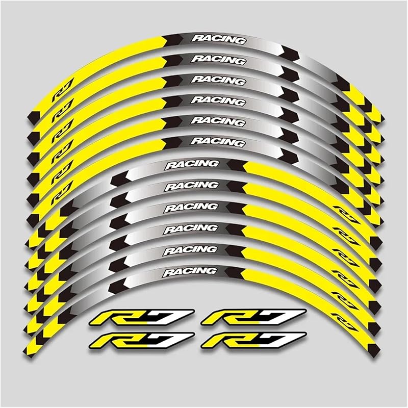 For Y&amaha for YZFR7 YZF R7 2022 2023 Motorcycle Sticker Wheel Reflective Stripe Rim Tire Waterproof Decorative Decals Set Rim Tape Decal(1 Style A