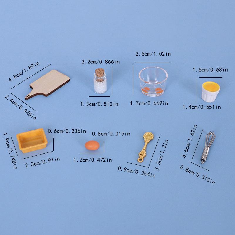10Pcs Simulation Egg Beater Set Kitchen Decoration 1/12 Dollhouse Miniature Toys Kit Dolls House Accessories
