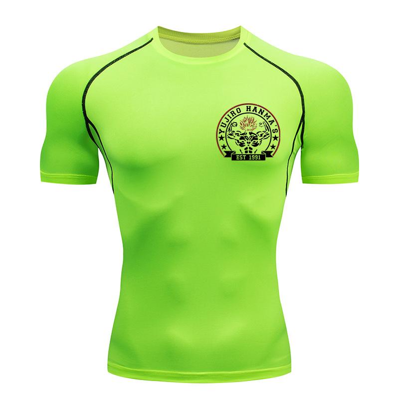 Baki Print Compression Shirts for Men Athletic Quick Dry Tshirts Tees Tops Gym Workout Fitness Undershirts Baselayers Rash Guard