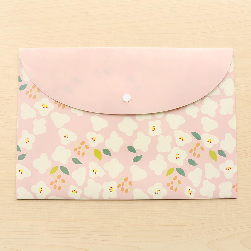 Fashionable and Cute Folder Cartoon Horizontal File Bag A4 Snap Document Bag File Bag PP Waterproof Storage Bag