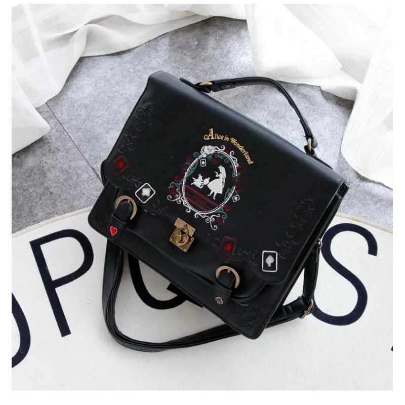 Gothic Lolita Briefcase Backpack Women Vintage Jk Schoolbag Messenger Bag Female Japanese Harajuku Kawaii Handbags