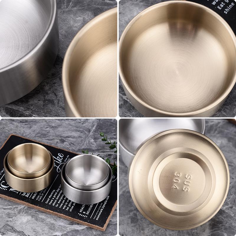 304 Doppelschichtige Edelstahl-Reisschale mit Deckel für Suppen & Kimchi - Koreanische Kinderküchenschale