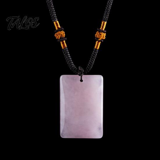 Healing Energy Stone Necklace Natural Crystal Pendant Necklace, with Adjustable Braided Rope, Polished Fake Gemstone Jewelry for Men Women