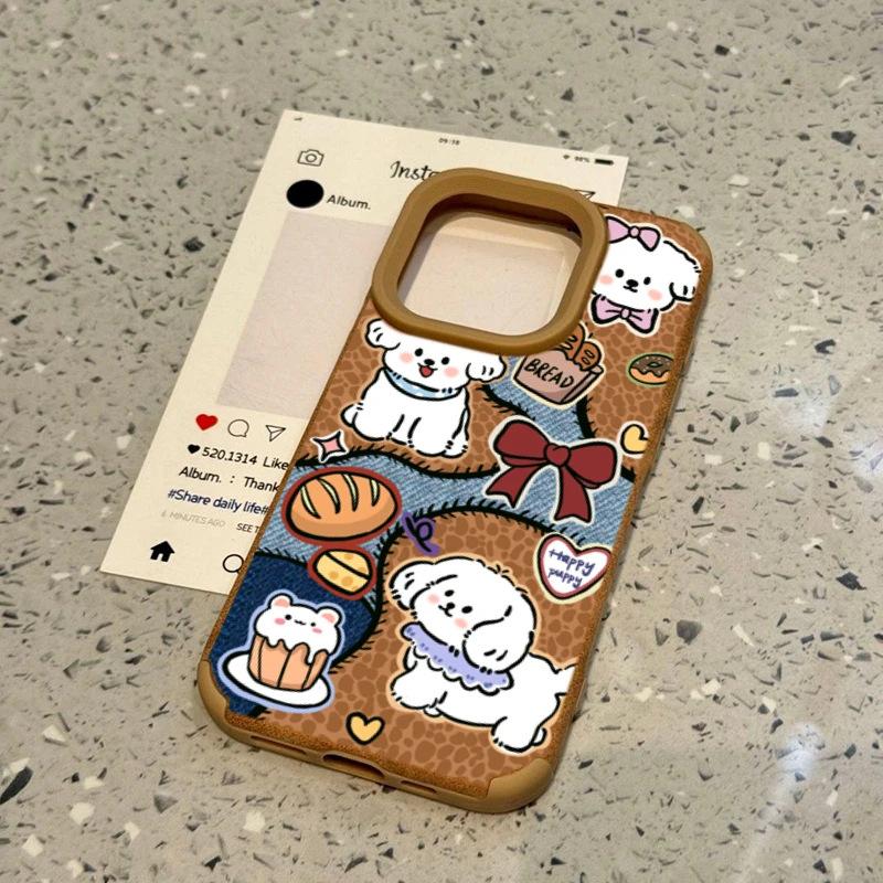 Brown for Apple 16promax Mobile Phone Case New Model for IPhone15 Cartoon Dog 14pro Skin Pattern 13/11