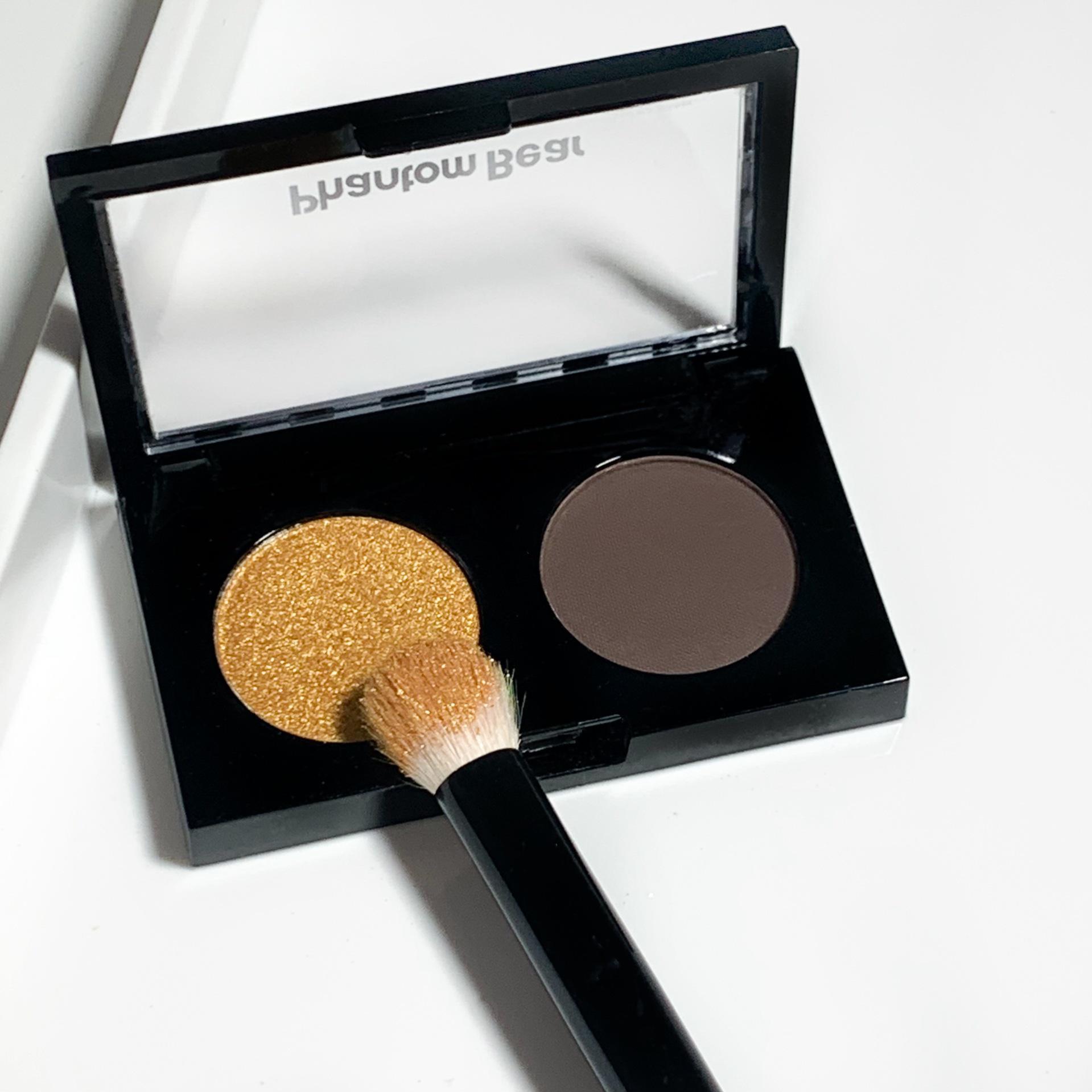 Phantom Bear Two-Tone Eyeshadow Palette: Pearlescent Matte Blue-Green Mini with Fine Powder