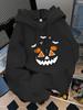 Unisex Fall Autumn Halloween Pumpkin Lantern Ghost And Bat Print Kangaroo Pocket Graphic Hoodie Hooded Sweatshirt Printed Casual