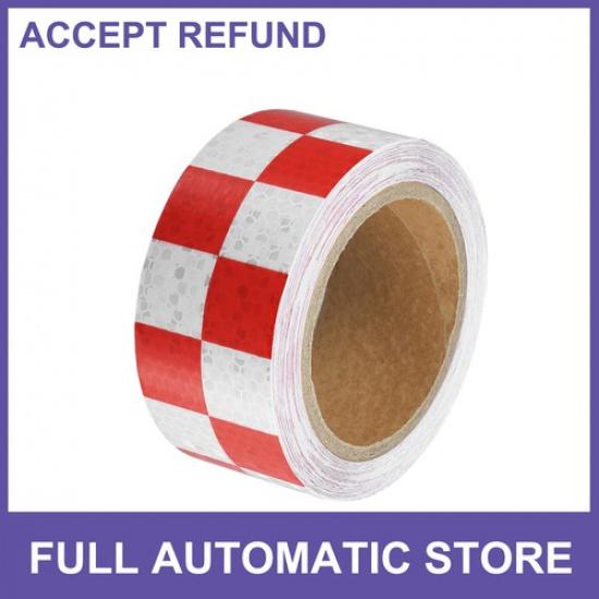 

ONE Red and White Checkered Car Reflective Stickers Warning Tape PVC Universal