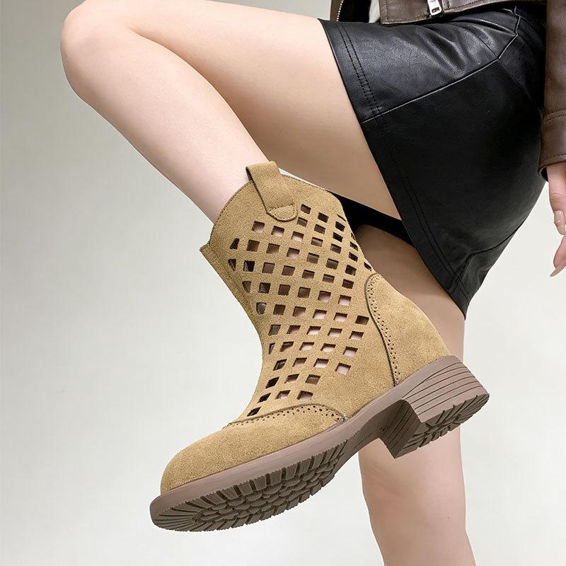 Inner heightening Martin boots women's 0000 new summer hollow breathable hole shoes retro versatile and thin short cool boots