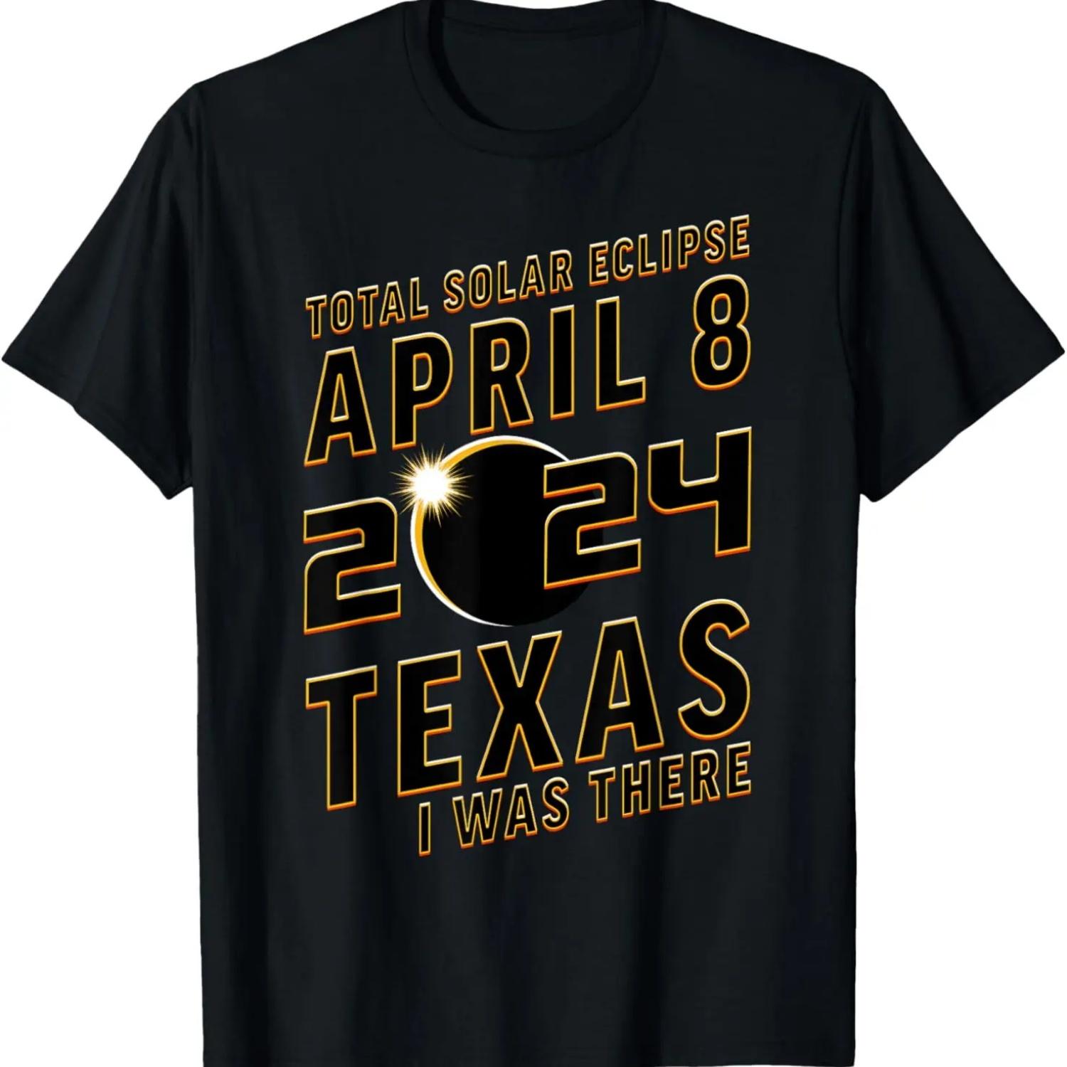 Eclipse T Shirts April 8 2024 Texas I Was There Eclipse T-Shirt S чёрный