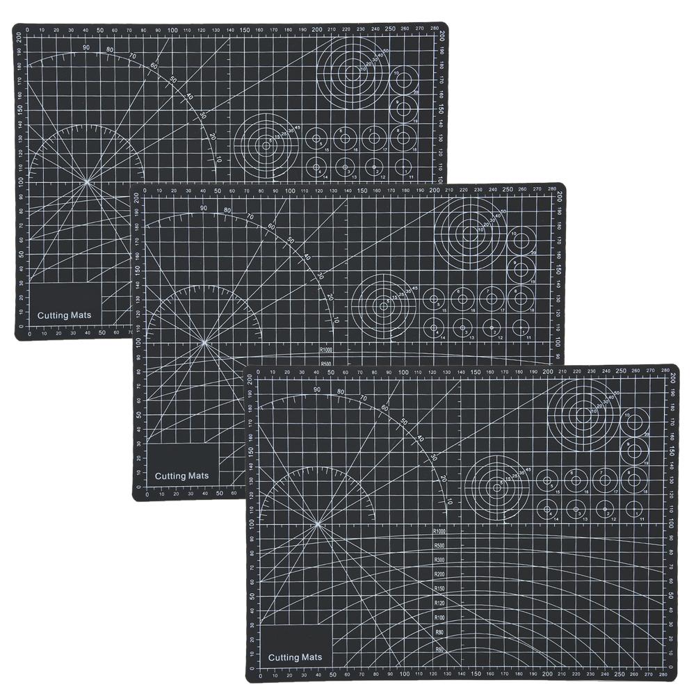 3Pcs Cutting Mat A4 Black Model Cut Pad Paper Rubber Stamp Engraving Scale Board