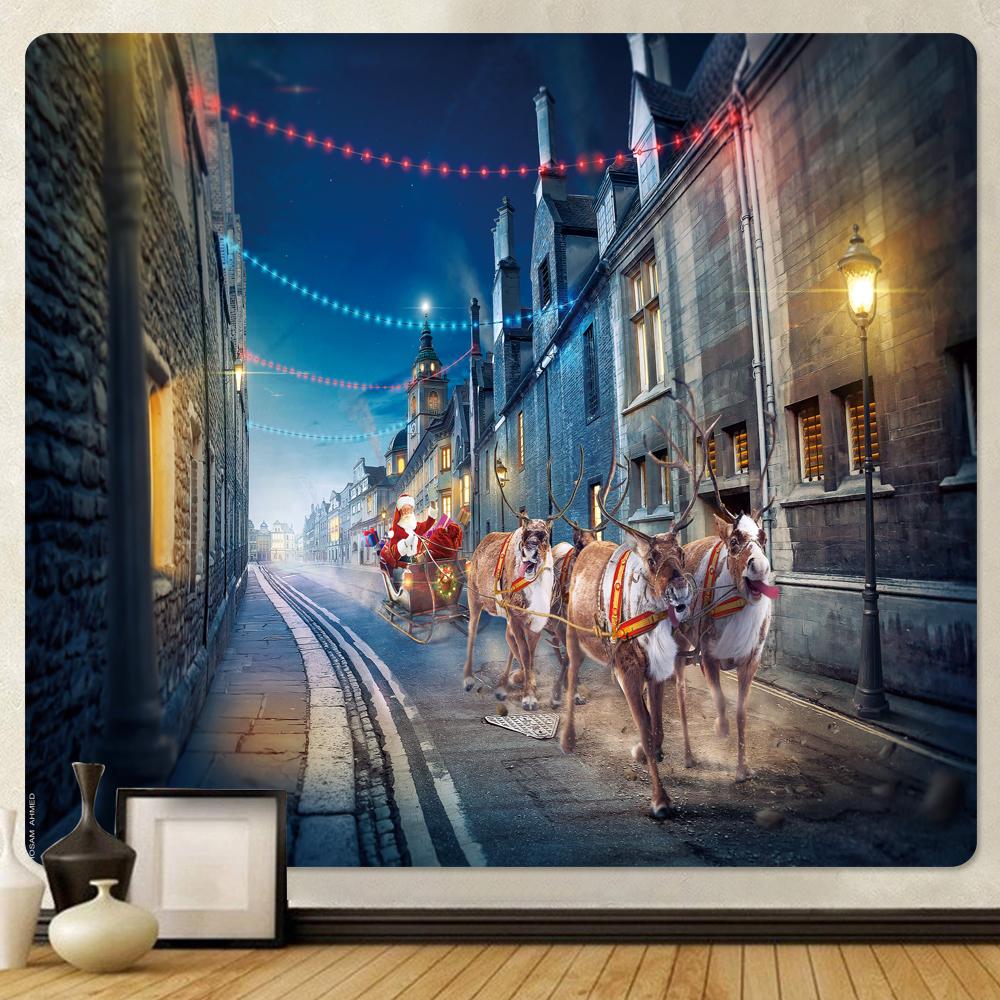 Christmas God Deer Tapestry Hippie Christmas Home Decor Tapestry Boho Room Wall Decor Background Fabric Tapiz Navideño