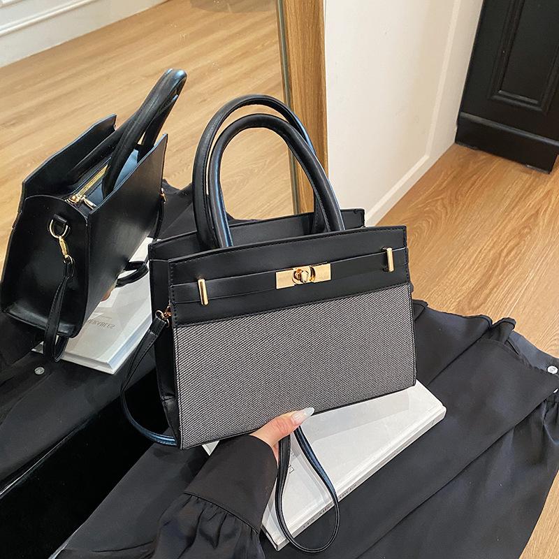 New Women Color Block Handbag Fashion Texture Crossbody Shoulder Commuter Bag CLE