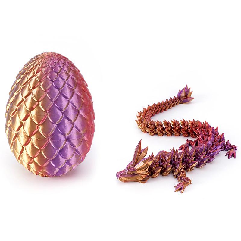 3D Printed Gradient Dragon Egg Model Toy - Creative Chinese Dragon Desk Ornament Gift