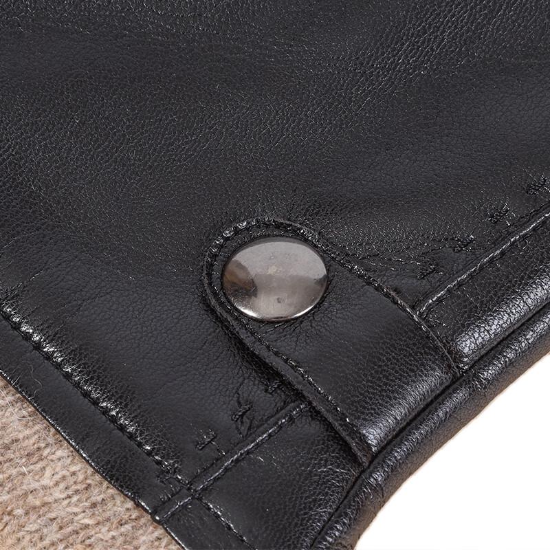 ELSYALN Men's Luxury Soft Leather Wool Gloves