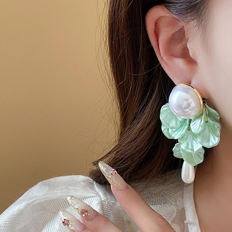 Exquisite Shell Imitation Pearl Drop Earrings Elegant Long Tassel Dangle Earrings For Women Wedding Party Ear Jewelry Gifts