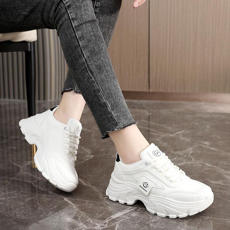 New, Color Matching Dad Shoes Platform Sports Leather Heightening Shoes Women's Shoes Student Fashion Korean Version Tide