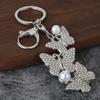 Keychain Pendant Rhinestones Inlaid Imitation Pearls Butterfly Charm Key Holder Car Bag Charm Small Accessory