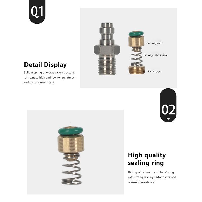Male Connector 8Mm Male Thread Quick Connect Valve Pcp Filling With Valve M10X1 1/8Npt 1/8Bspp For High-Pressure Pumps
