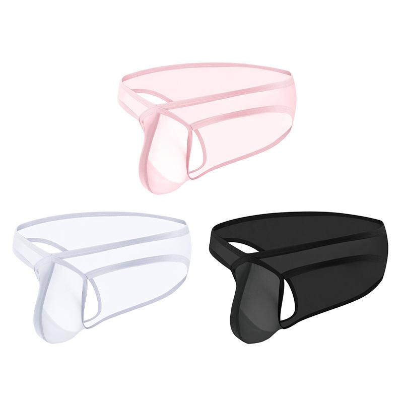 Men Erotic Clothing Men Underwear Male Panties Cueca Tanga Breathable Comfortable Ultra-thin Ice Silk Full Transparent Underwear Sexy Gay Underwear