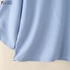 ZANZEA Blusa feminina casual com decote redondo e cor sólida, manga 3/4 solta