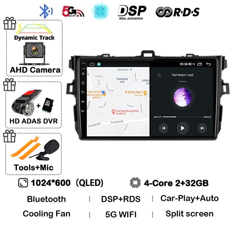 Android 14 Carplay Auto Car Radio For Toyota Corolla E140/150 2007 2008 2009 2010 2011 2012 2013 Multimedia Player Stereo GPS 4G