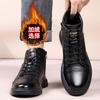 Sale Winter Velvet Leather Boots Medium Top Men'S High Top Men'S Shoes Genuine Leather Martin Boots Shoes Men'S Short Boots Tooling Style
