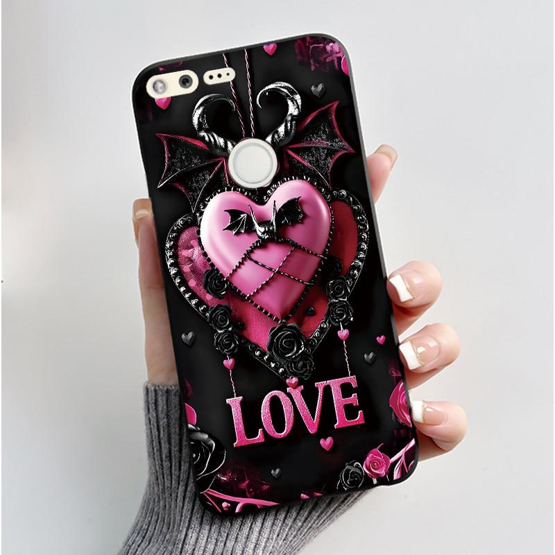 Luxury Cute Love Rabbit Cartoon Funny Case For Google Pixel XL Pixel1 1 XL Black Silicone Soft Phone Case Protective Back Cover
