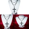 Gothic Black Cross Necklace For Men And Women With Alloy Pendant And Multilayer Design