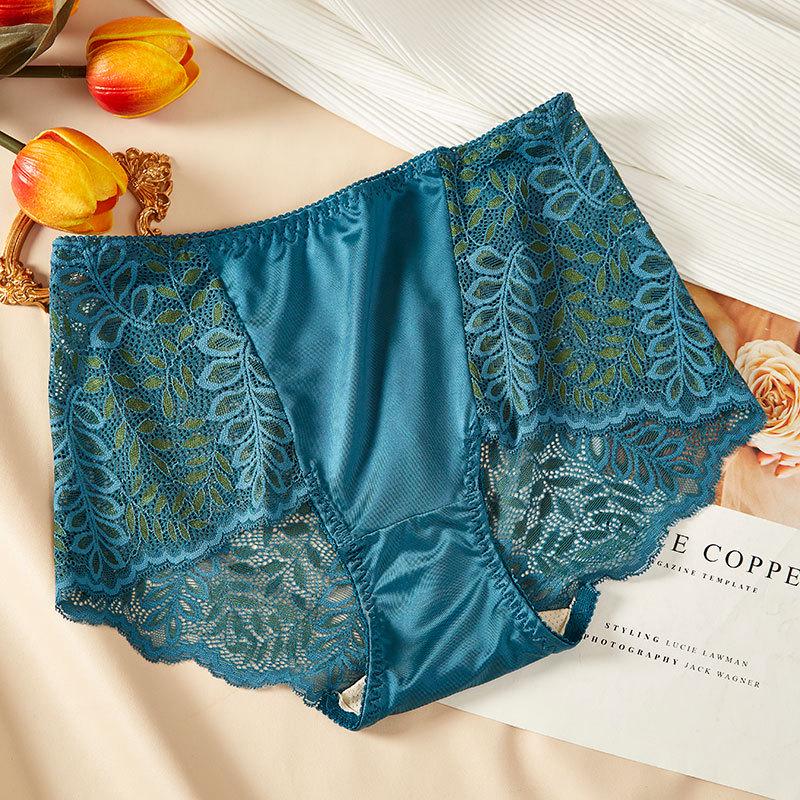 

Женские трусы большого размера с высокой талией, сексуальным кружевом, бесшовные, из ледяного шелка (90-300 Цзинь) XL