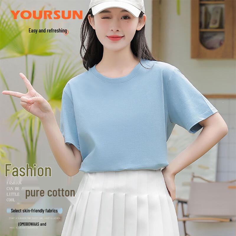 Yiershuang Women's 100% Cotton Round Neck Short Sleeve T-Shirt