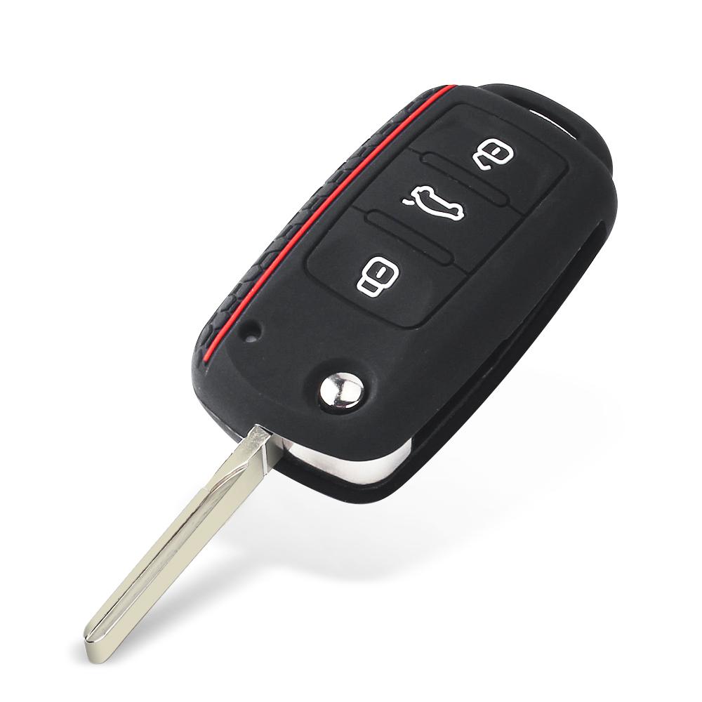 KEYYOU Silicone Remote Key Case Cover For Volkswagen For VW Bora Polo Tiguan Jetta Passat B5 B6 B7 Golf Beetle for Skoda Octavia