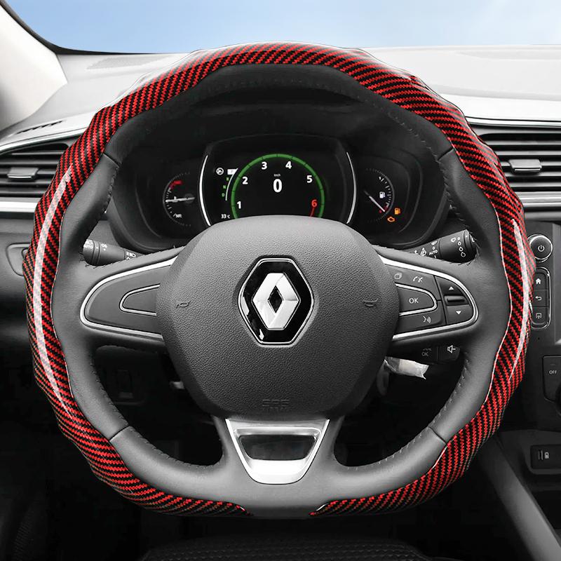 Geeignet für Renault Lenkradabdeckung mit Carbonfaser-Textur, zum Aufstecken, wellenförmiges Sportdesign, Schutzschale, Kardian Emb