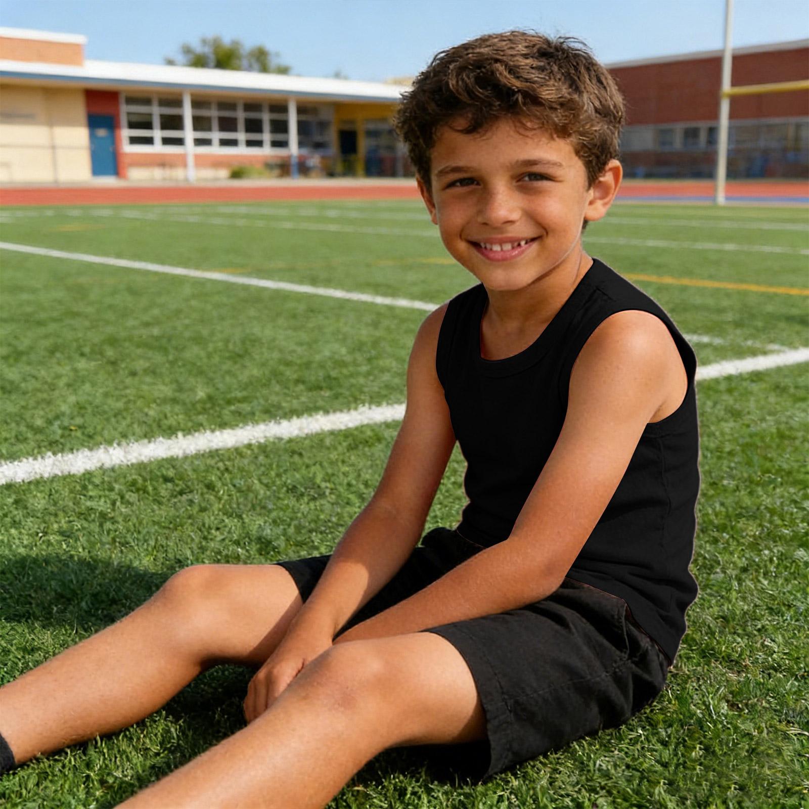 Boys  School Sleeveless Tee - Loose Round Neck Vest 130