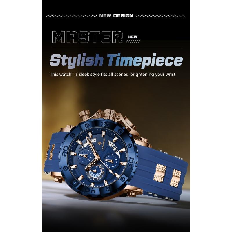 POEDAGAR Reloj Deportivo de Lujo para Hombre Cronógrafo Impermeable Luminoso Moda Reloj Calendario Correa de Silicona Relojes de Cuarzo