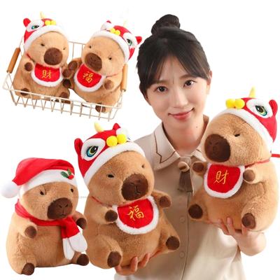 Neue 20-40cm Weihnachts-Neujahrsstil Capybara Plüschpuppen Weiche Puppen Lustige Cartoon-Spielzeuge Kissen Kreative Jungen Heimdeko für Mädchen