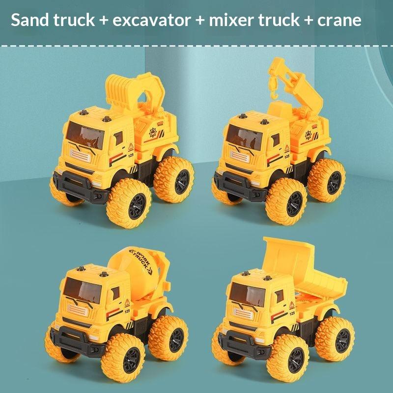 1Pcs Inertia Simulation Truck Toy Engineering Military Fire Sanitation Vehicle With Big Tire For Kids Play Birthday Gift