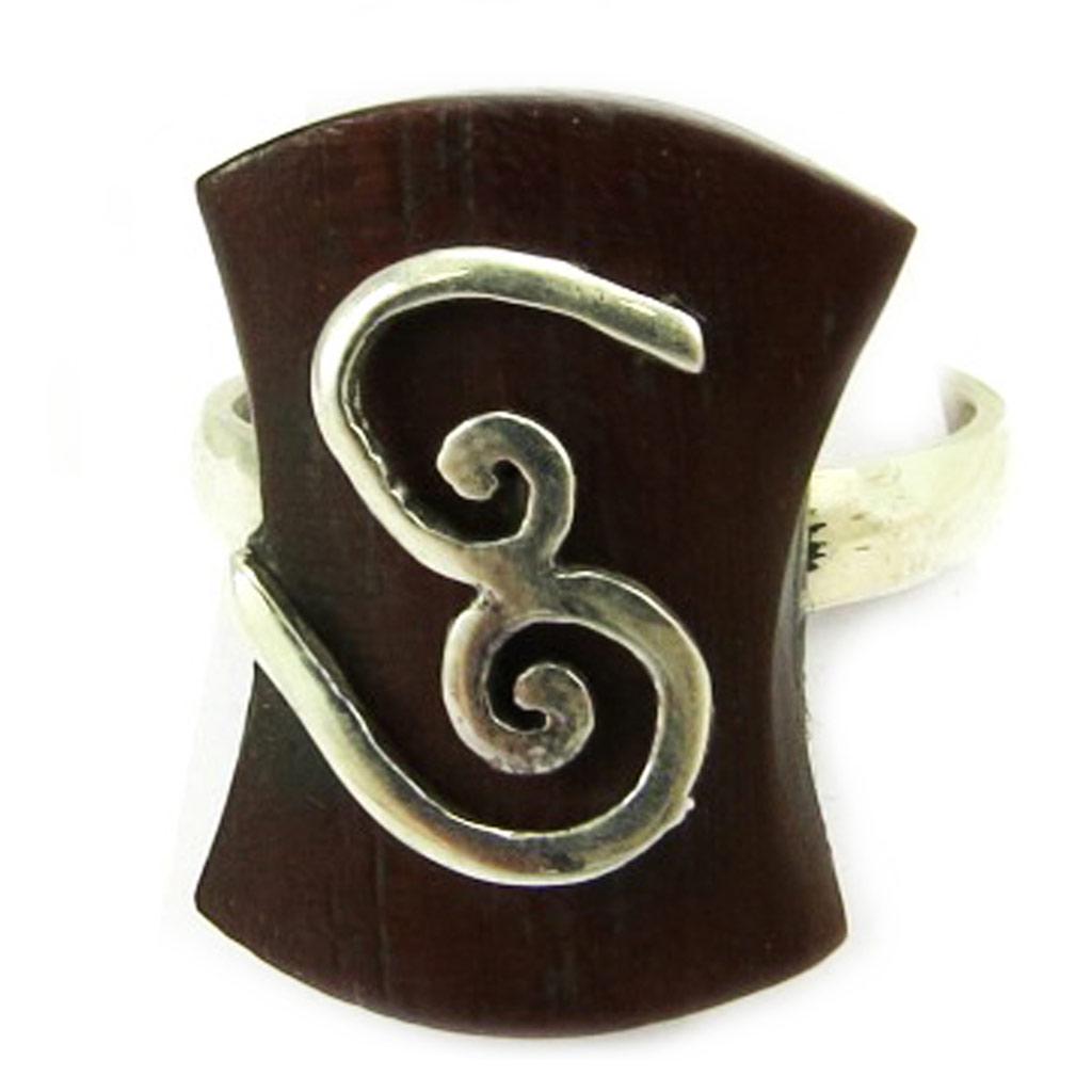 Silver 'Amazonia' Wood Ring