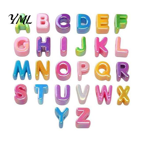 Alphabet Beads for Keychain Crafts 26Pcs A to Z Acrylic Letter Beads, Chunky Large Hole Paracords Projects Colorful DIY Keychains Bag Charms