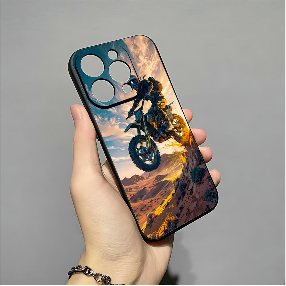 

Motocross Phone Case For IPhone 16,15,14,13,12,11,XS,XR,X,8,7,Pro,Max,Plus,mini Silicone Black Cover iphone13mini