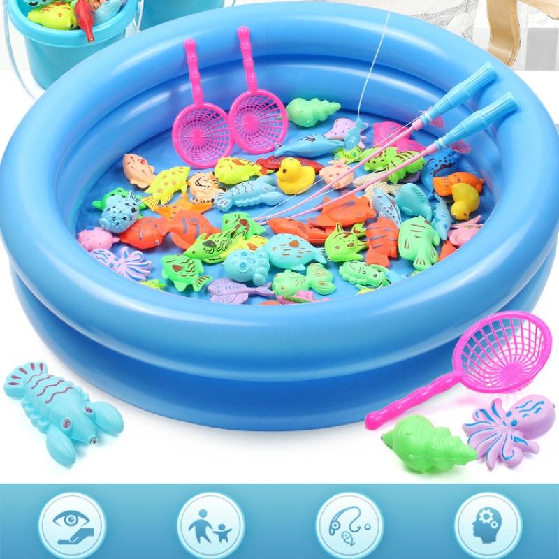 Inflatable fish pond children's magnetic fishing toy pool kindergarten puzzle parent-child game multiplayer collaboration