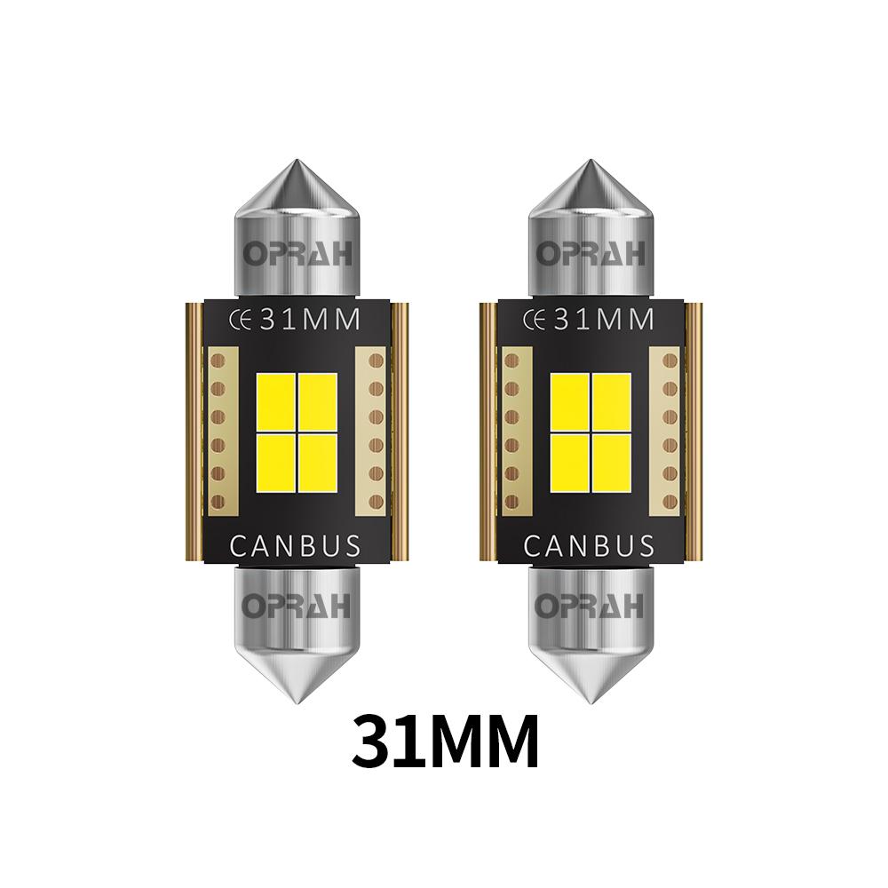 

2X Festoon 31mm 36mm 39mm 41mm LED Bulbs C5W C10W 3020EMC Chips Reading Light Interior Light License Plate Lamp 12V White 6000K 2PCS