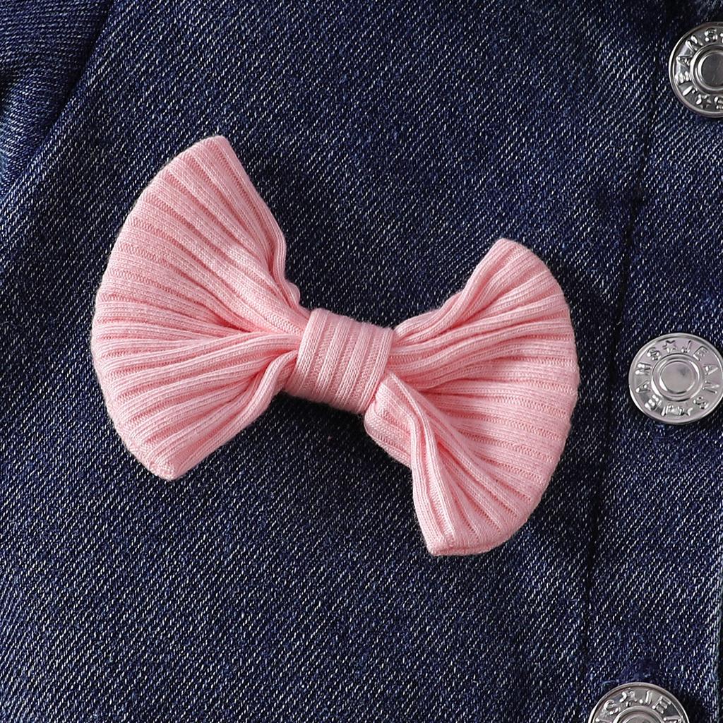 بدلة فستان طفلة حلوة صيفية طفلة 6 أشهر - 3 سنوات بدلة جاكيت جينز قصير + تنورة توتو شبكية بحمالة عنق