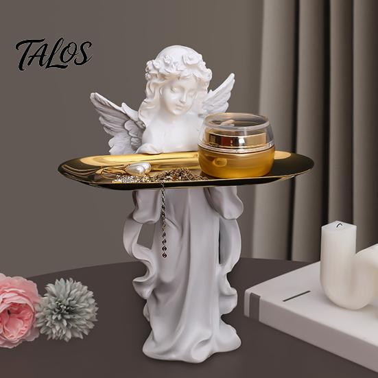 Stable Non-slip Tray Angel Figurine Storage Tray, Elegant Jewelry Exquisite Resin Statue Decorative Accessory Dish, Desktop Organizer for Rings