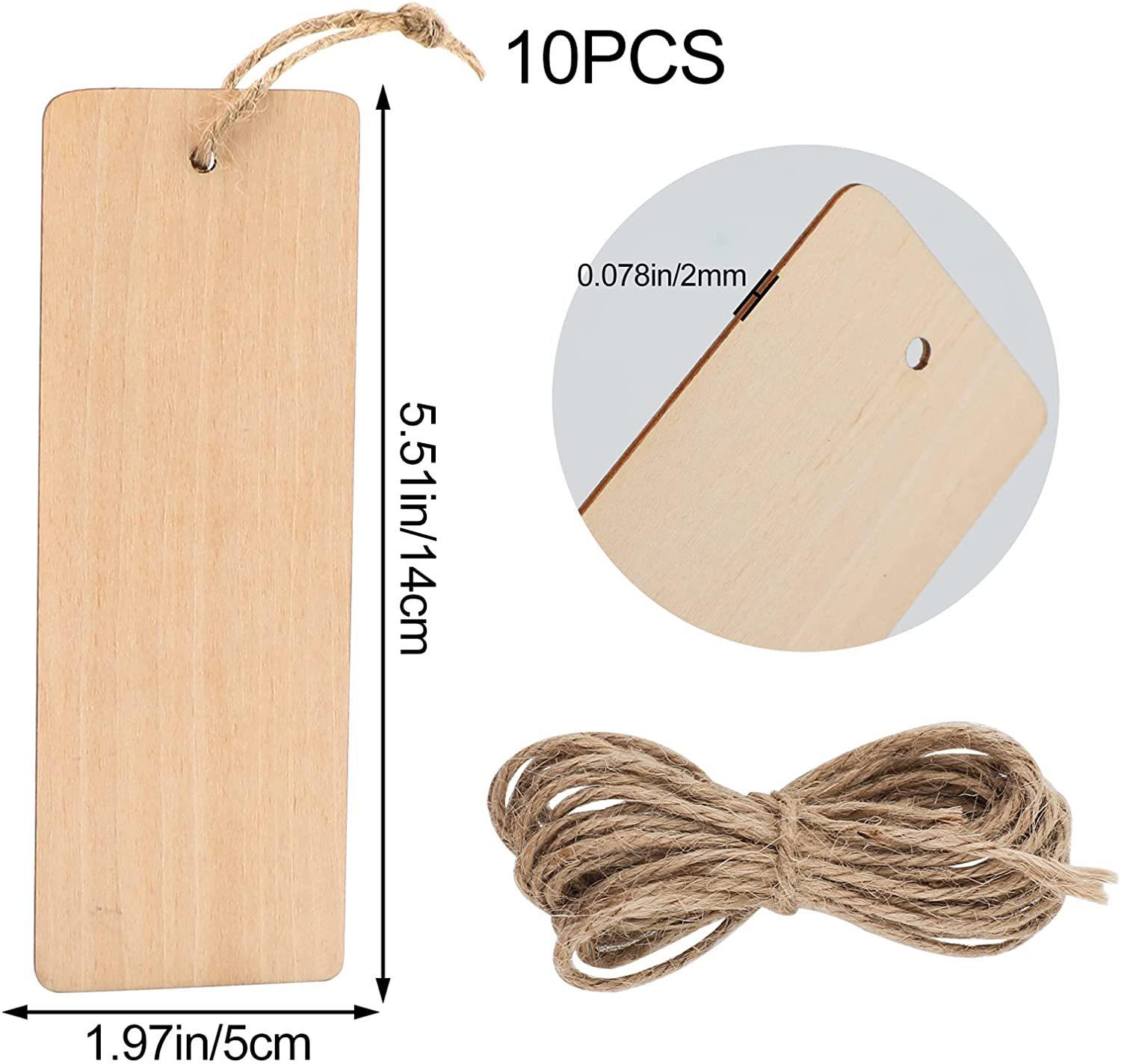 10Pcs Wooden blank bookmark DIY hand-painted wooden craft bookmark pendant