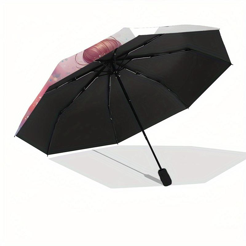 Ballerina,Watercolor Automatic Folding Umbrella 8 Ribs Lightweight Design, Durable Iron Frame, Compact and Portable, Ideal Birthday or Chr