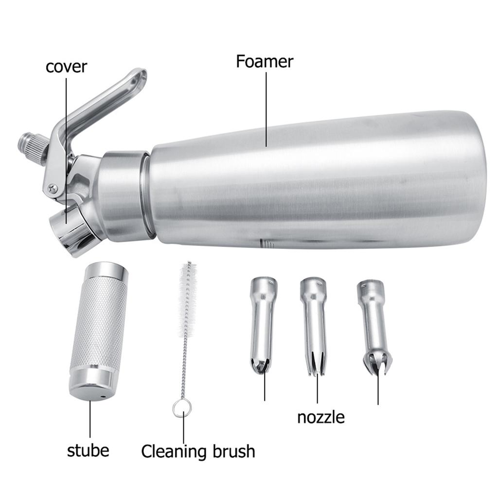 Stainless Steel Whipped Cream Dispenser Bundle With Three Nozzles 1000ml