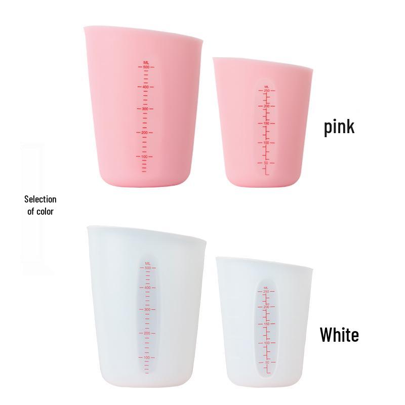 Silicone Measuring Cup with Double Scale - Available in 125ml, 250ml, 500ml - Soft, Transparent for Baking