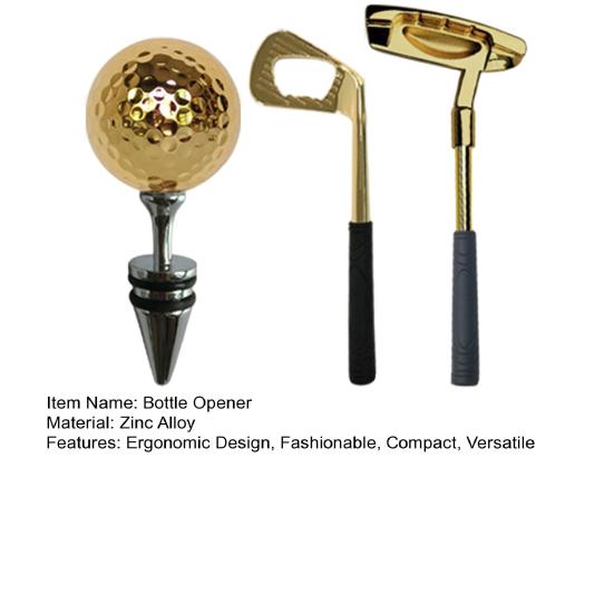 3 ks Sada otvíráku na víno, zátky na víno, slitina zinku, vývrtka, ergonomický design, otvírák na láhve pro milovníky golfu a piva