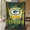 Green Bay Packers Custom Flannel Throw Blanket Print Your Name Text Soft Warm Blanket Holiday Present