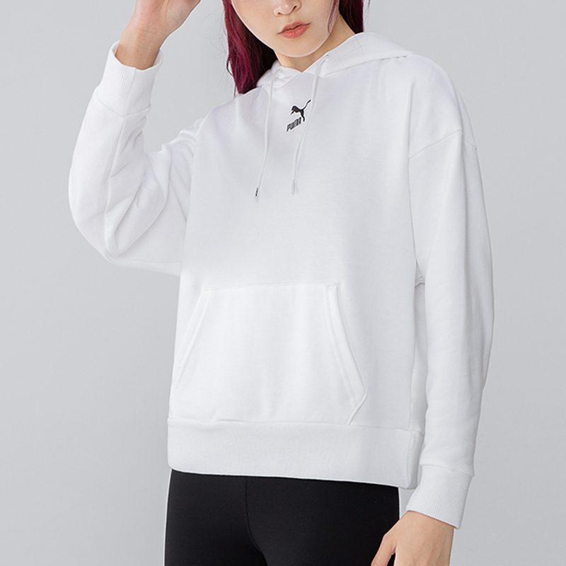 Puma CLASSICS Sweatshirts Women's White Hooded Moderate Regular 533155-02